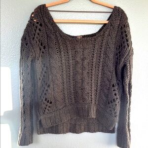 FREE PEOPLE small Cozy Black Cable Knit Sweater